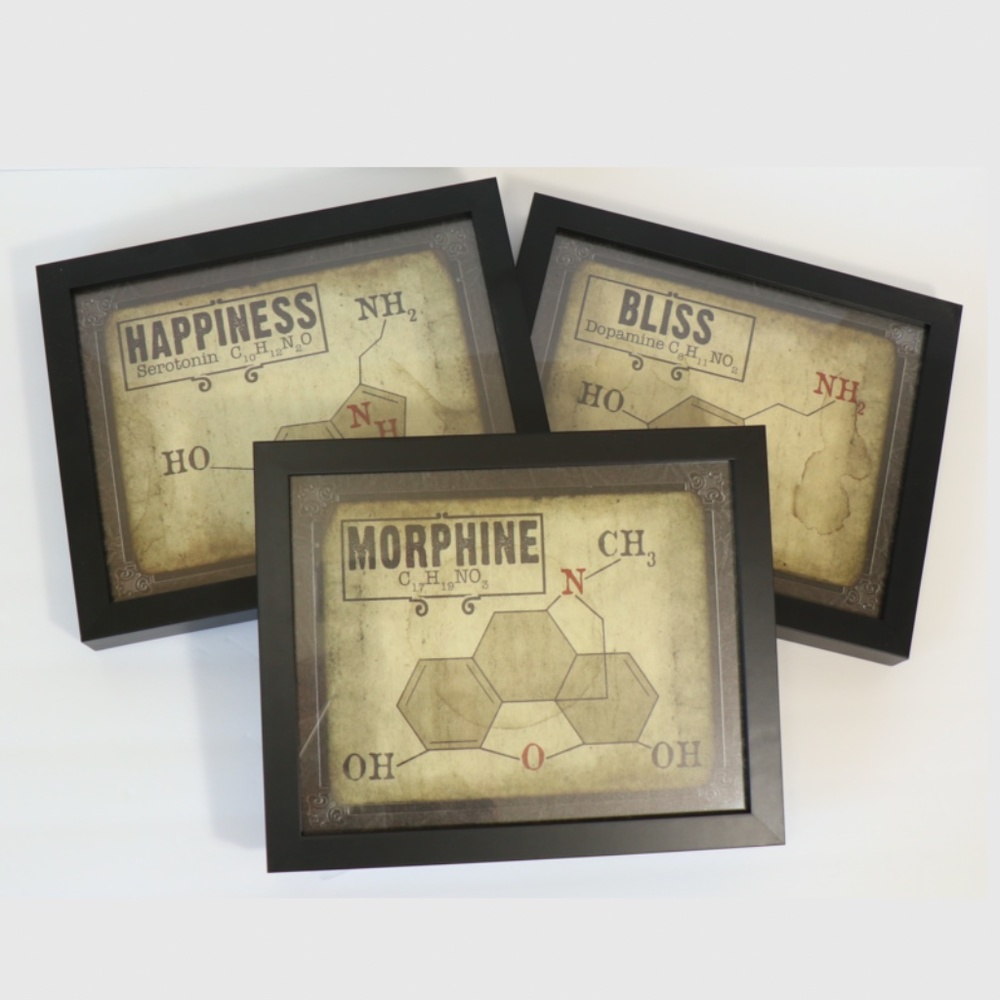 Framed artwork of molecular structures - lot of 3